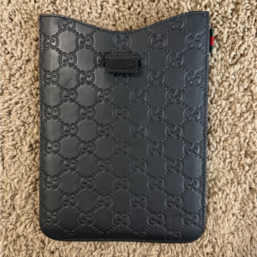 Gucci Black Leather Tablet Sleeve